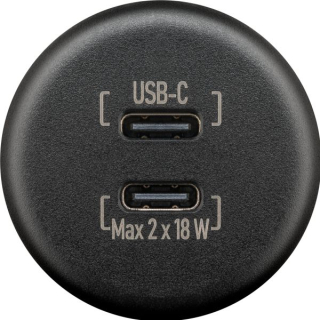 324/113 USB C dvojzásuvka 18W, čierna